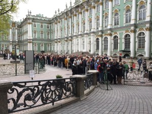 The line to get into the Hermitage St. Petersburg, Russia