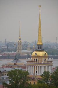 The view of spires from the top of St. Isaac's Cathedral St. Petersburg, Russia